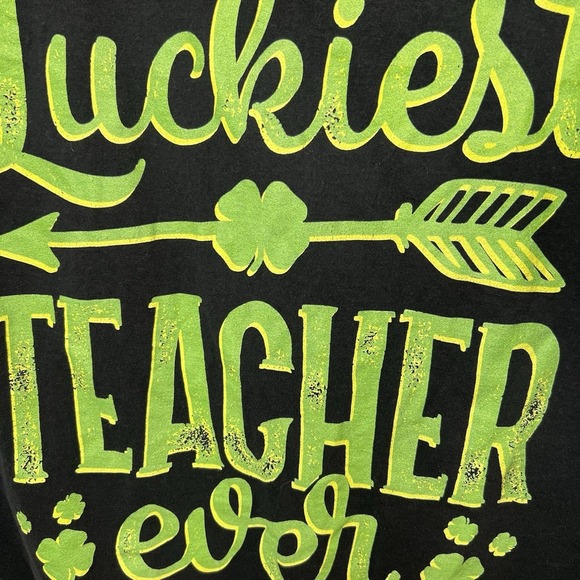Port & Company Unisex T-Shirt St. Patricks Day Luckiest Teacher Ever Size Large - Picture 2 of 5